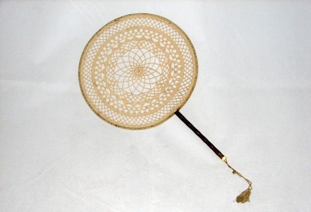 Antique Chinese Bamboo Crochet Fan  