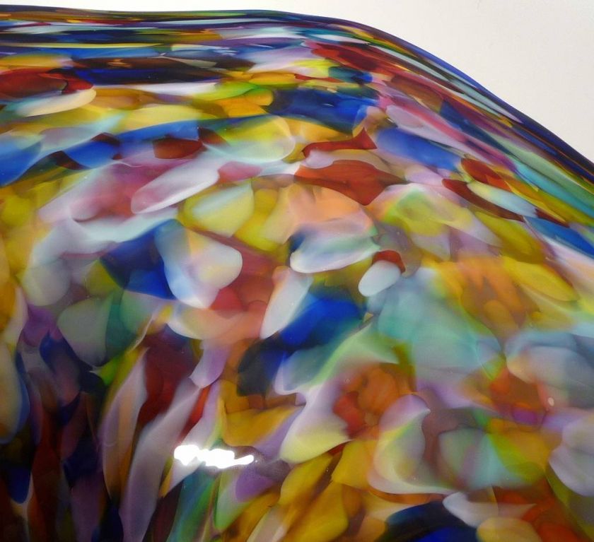 HAND BLOWN GLASS ART WALL BOWL or TABLE PLATTER 
