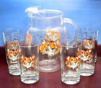   TIGER PITCHER w GLASSES~Put a Tiger in Your Tank~Clemson Fans  