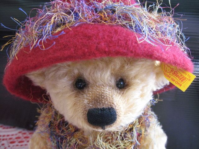 Steiff Jona Bear with Hand Felted Hat & Knitted Scarf  