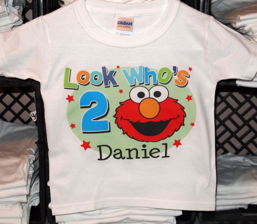 Personalized Look Whos Elmo Face Sesame Street Birthday Shirt 