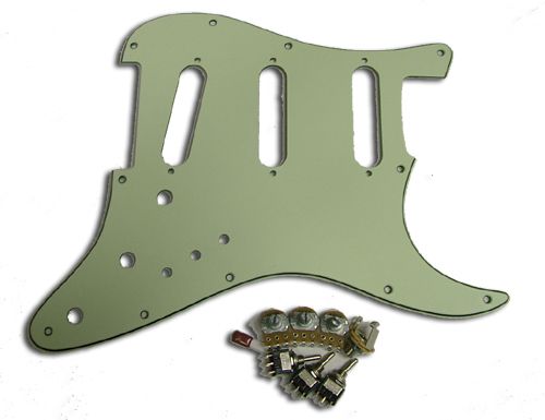 Super Strat Pickguard and Wiring Kit, 3 Singles, Mint   