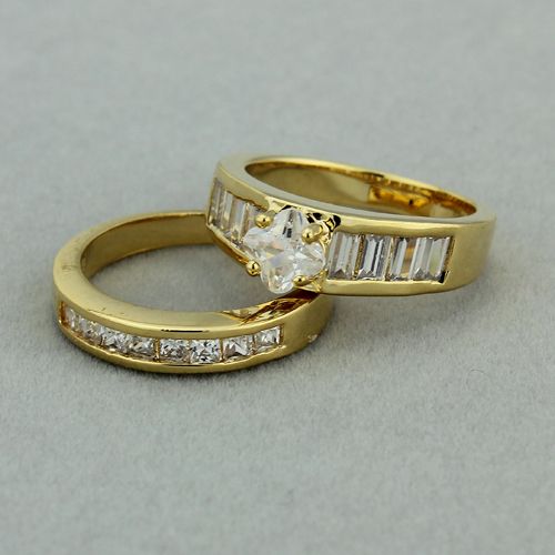   Classic Mens Women CZ Wedding Ring Band Engagement Rings Set  