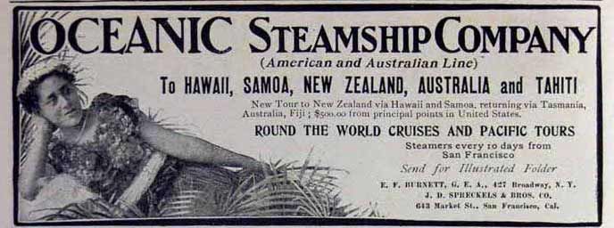   for Oceanic Steamship Hawaii Samoa Tahiti NZ Australia cruises