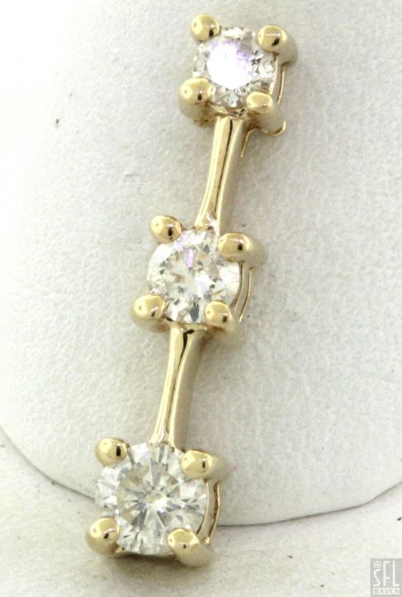   GOLD FANCY .46CT DIAMOND PAST PRESENT FUTURE 3 STONE PENDANT  