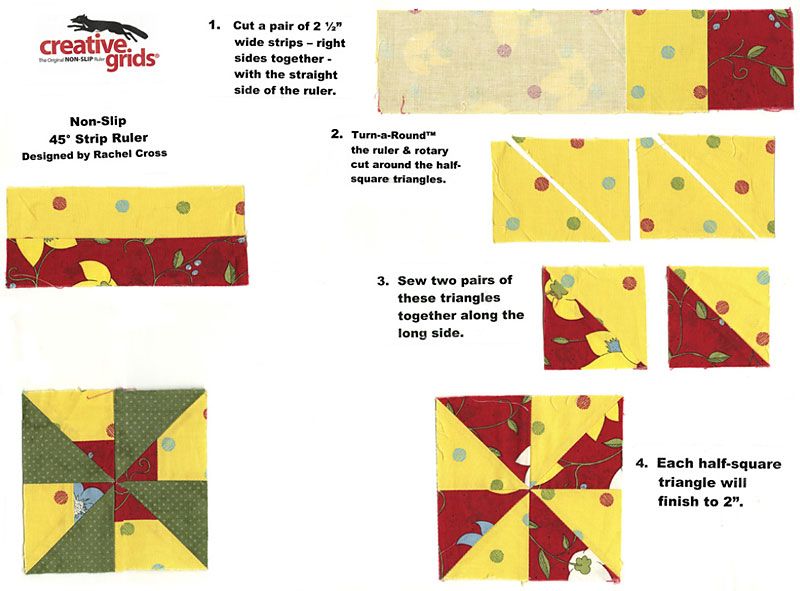 45 Degree Strip Quilt Ruler For Triangles CREATIVE GRIDS Half Square 