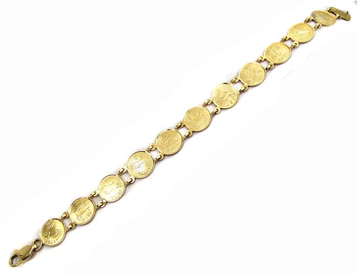 LADIES 14K YELLOW GOLD HOROSCOPE BRACELET 7.5 11MM  