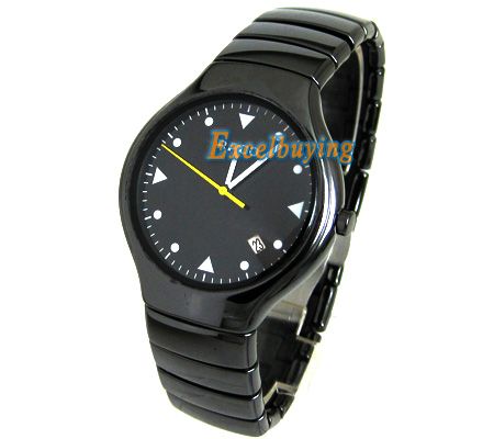 Sapphire Crystal Black Ceramic Quartz Mens Watch R9M  