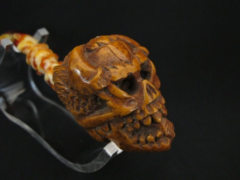 BROWN DEVIL & SNAKE Tobbaco Meerschaum Pipe wCS+STD+PCH  