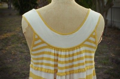 FREE PEOPLE CHIC STRIPE COTTON KNIT BABYDOLL TOP. HORIZONTAL STRIPES 