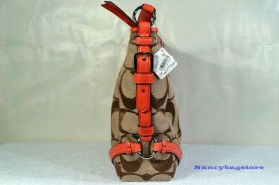 NWT Coach 18903 Chelsea Signature Katarina Shoulder Bag (Khaki/Coral 