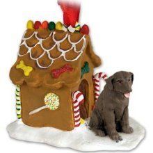 LABRADOR RETRIEVER CHOCOLATE GINGERBREAD HOUSE ORNAMENT  