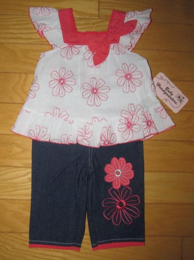 NWT BABY HEADQUARTERS GIRLS 18 MONTHS Top & Capri SET SoooCute 