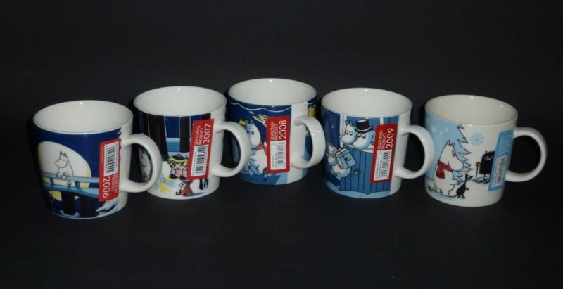 Arabia Moomin Mugs 5 pcs Winter 2006 2010 Finland  