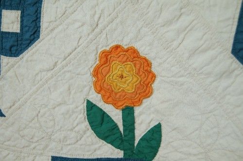 30s Sampler Applique Antique Quilt ~Greek Key Border  