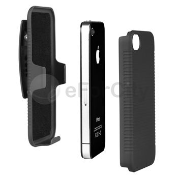BLACK Slide Case & Belt Clip Swivel Holster for iPhone 4 4S 4G S Stand 