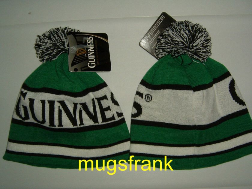 Guinness Beer Green and White Logo Skull Knit Hat Nwt  