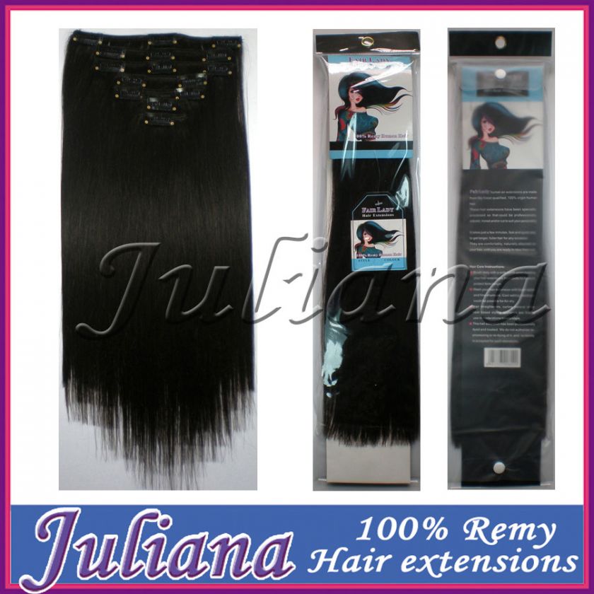 70g 16 22Clip in Human Hair Extensions Darkest Brown  