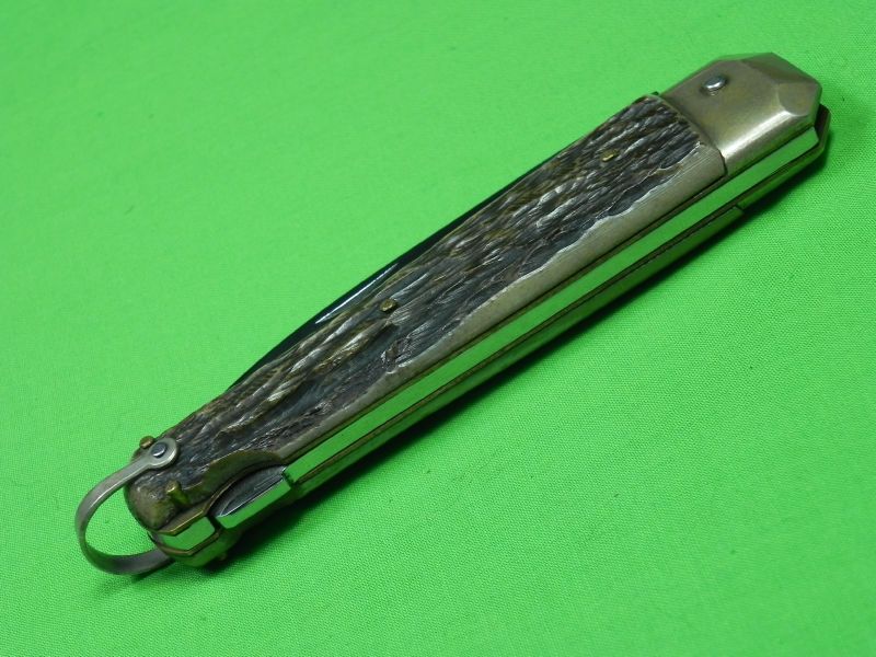 French France INOX ISSARD Huge Stag Lock back Folding Pocket Knife 