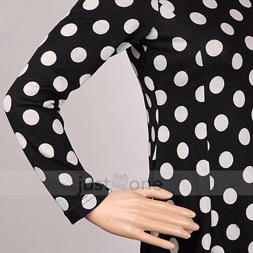   Girls big Polka Dots Long Sleeve Mini Dress/ Long Tops Black  