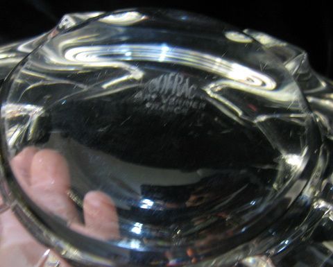 Mid Century Cofrac Art Verrier Free Form Crystal Bowl  