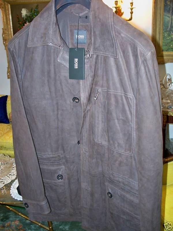 NWT Hugo Boss Mens Suede Leather Coat Jacket Size 40  