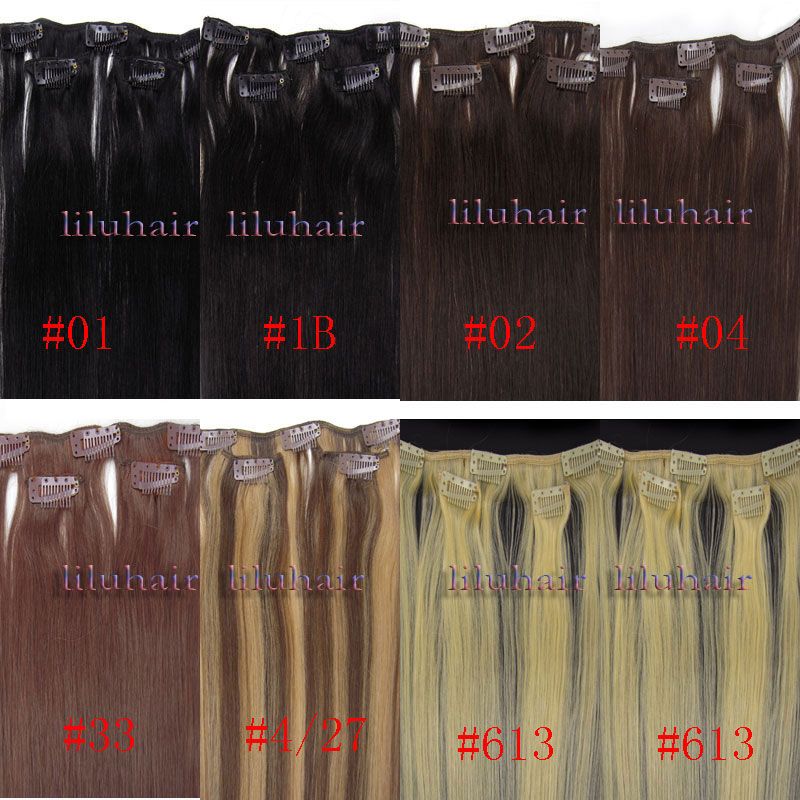 203pcs Clip in human hair extensions 36gall colors  