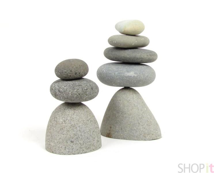 Stone Zen Garden Rock Cairns Trail Markers Pair  