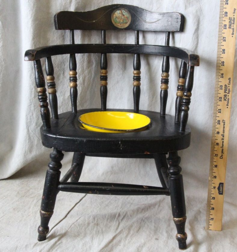 L109 ANTIQUE PAINTED CHILDS WINDSOR POTTY CHAIR SEAT  