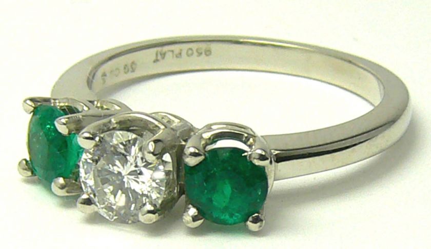 65tcw Exceptional Colombian Emerald & Dimaond Three Stone Ring 