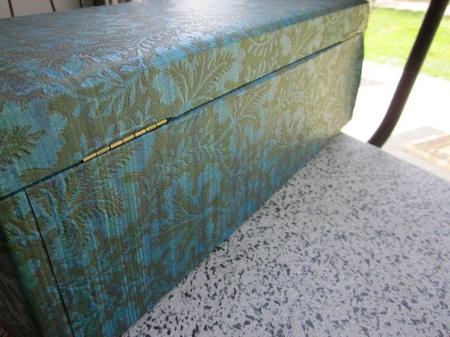 Large Vintage Lady Buxton Jewelry Box Chest Case Velvet Teal Blue 