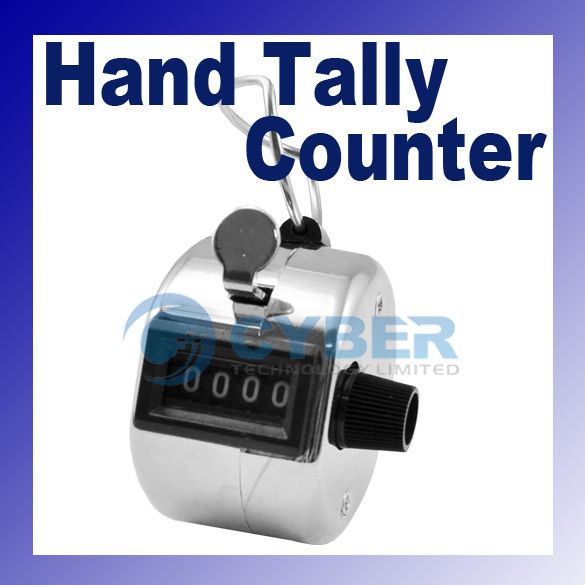 Chrome Hand Tally Counter 4 Digit Number Clicker Golf  