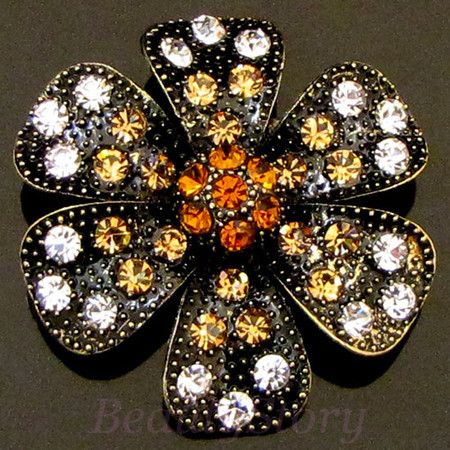   SHIPPING antiqued rhinestone crystal flower brooch pin wedding  