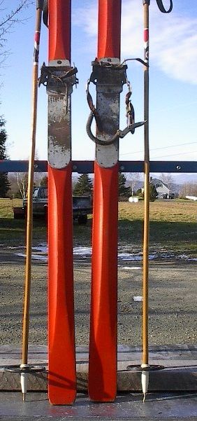 VINTAGE Wooden Skis 73 Wood Skiis +POLES Ski GREAT WOW  