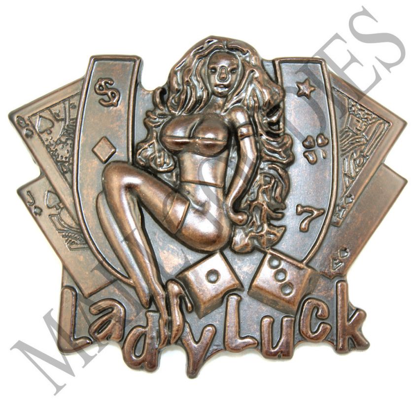 R017 Lady Luck Ladyluck Bronze Belt Buckle Buckles NEW  