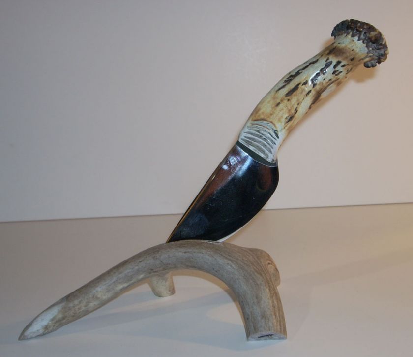 Custom Made Knife Deer Antler Handle & Stand 3.5 Blade  