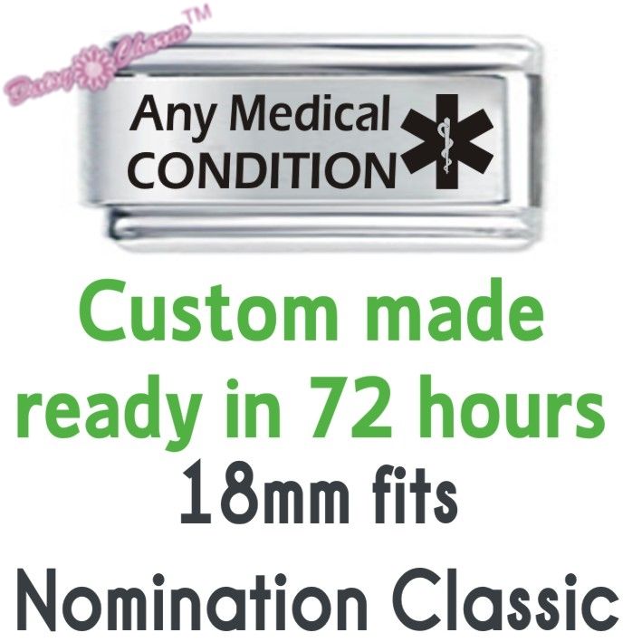 Personalised Custom Made Italian Charm   MEDICAL ALERT  