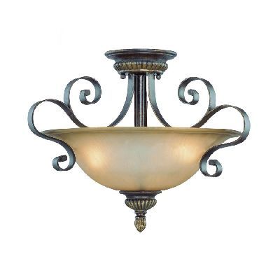 NEW 3 Light Semi Flush Mount Ceiling Lighting Fixture, Bronze, Light 