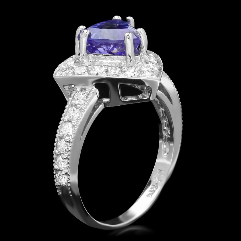 8600 CERTIFIED 14K WHITE GOLD 2.00CT TANZANITE 1.00CT DIAMOND RING 