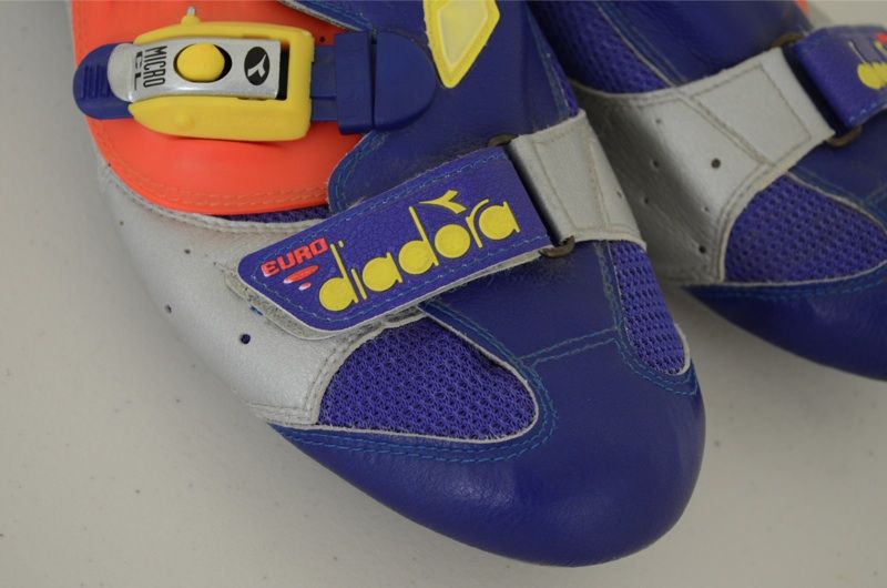 Diadora Euro road cycling shoes size 48 EUR orange blue  