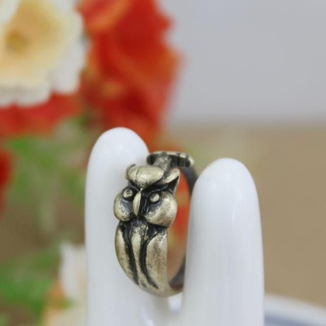   Vintage Antiqued The owl squirrel The fox The rabbit hedgehog Ring set