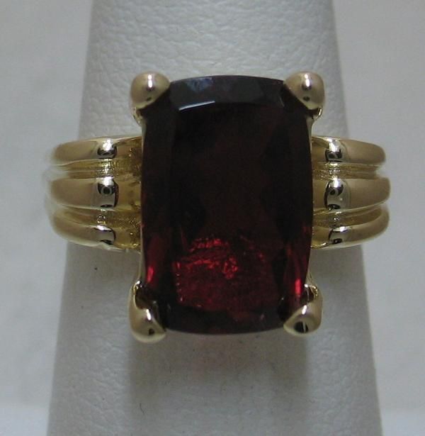 Estate 4ct Cushion Rubelite Tourmaline 14k Gold Ring  