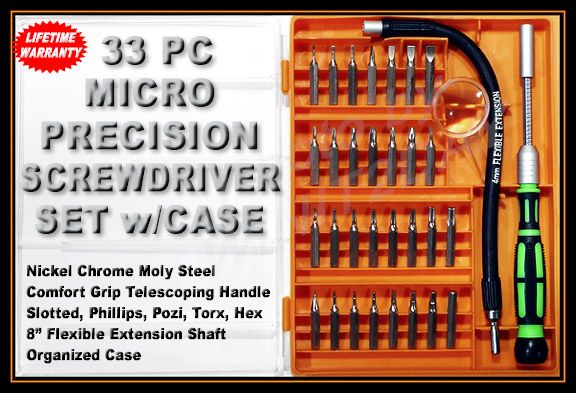 NEW 33 PC MICRO PRECISION SCREWDRIVER SET TORX POZI HEX  