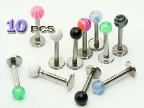 10x 3mm Ball Labret Lip Bar Ring Stud Piercing Bar new  