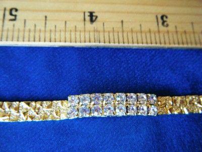 CLEAR SWAROVSKI CRYSTAL GOLD NUGGET BRACELET 14K GP 7  