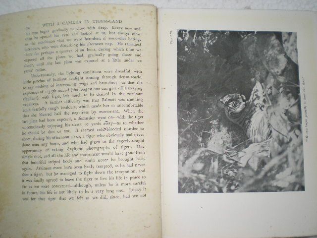 WITH A CAMERA IN TIGER LAND HUNTING 1934 ANTIQUE BOOK  