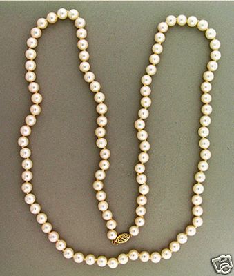 ESTATE 30 INCH STRAND 7MM 101 JAPANESE AKOYA CULTURED PEARL NECKLACE 