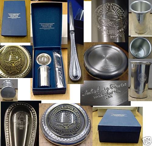 CLINTON PRESIDENTIAL INAUGURAL PEWTER DESK SET 2nd TERM  