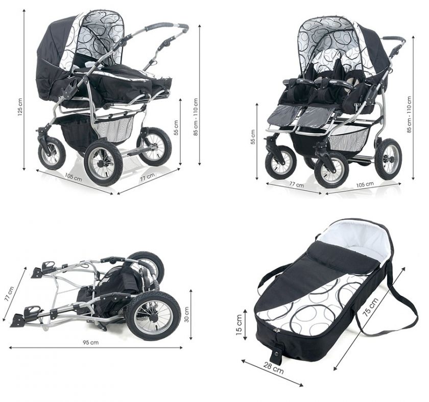   DOUBLE PRAM DUET IN 14 FANTASTIC COLOURS INCLUDED CAR SEATS  