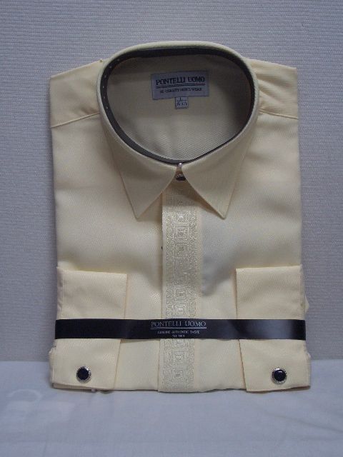 MENS FANCY YELLOW DRESS SHIRT SIZE 17 17 1/2 NEW  